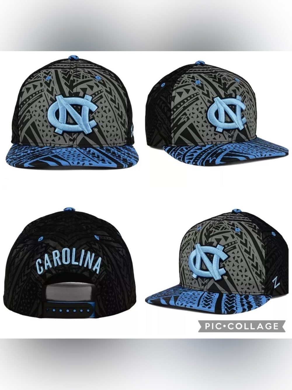 Zephyr North Carolina Tar Heels Kahuku Snapback Cap Adult Adjustable Blue Gray